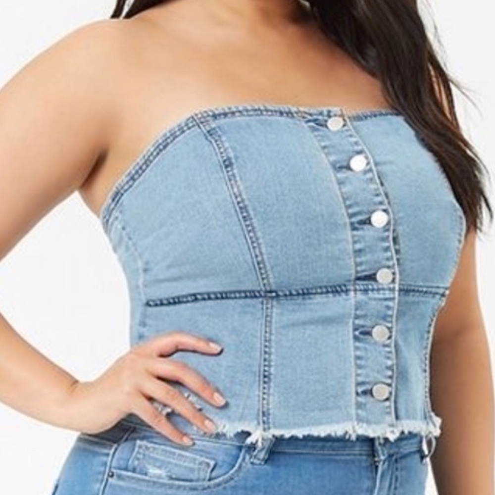 Forever 21+ Denim Sweetheart Tube Top NWT Size 3X